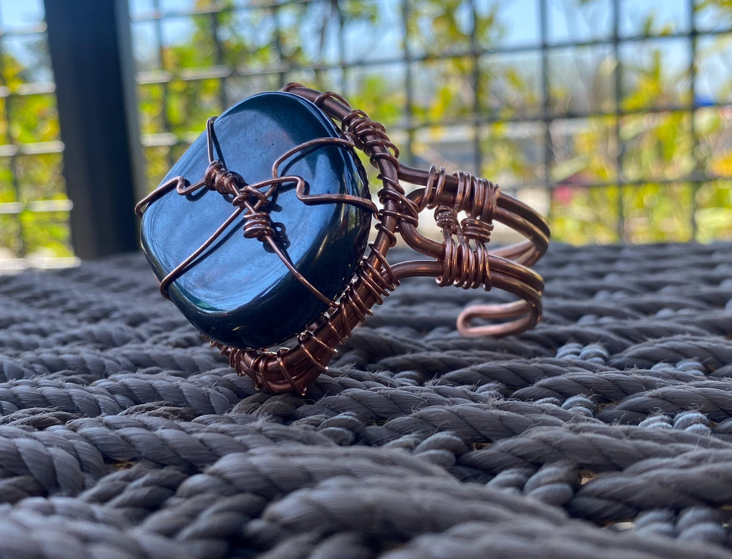 THICK COPPER+MAGNETIC HEMATITE CUFF BRACELET