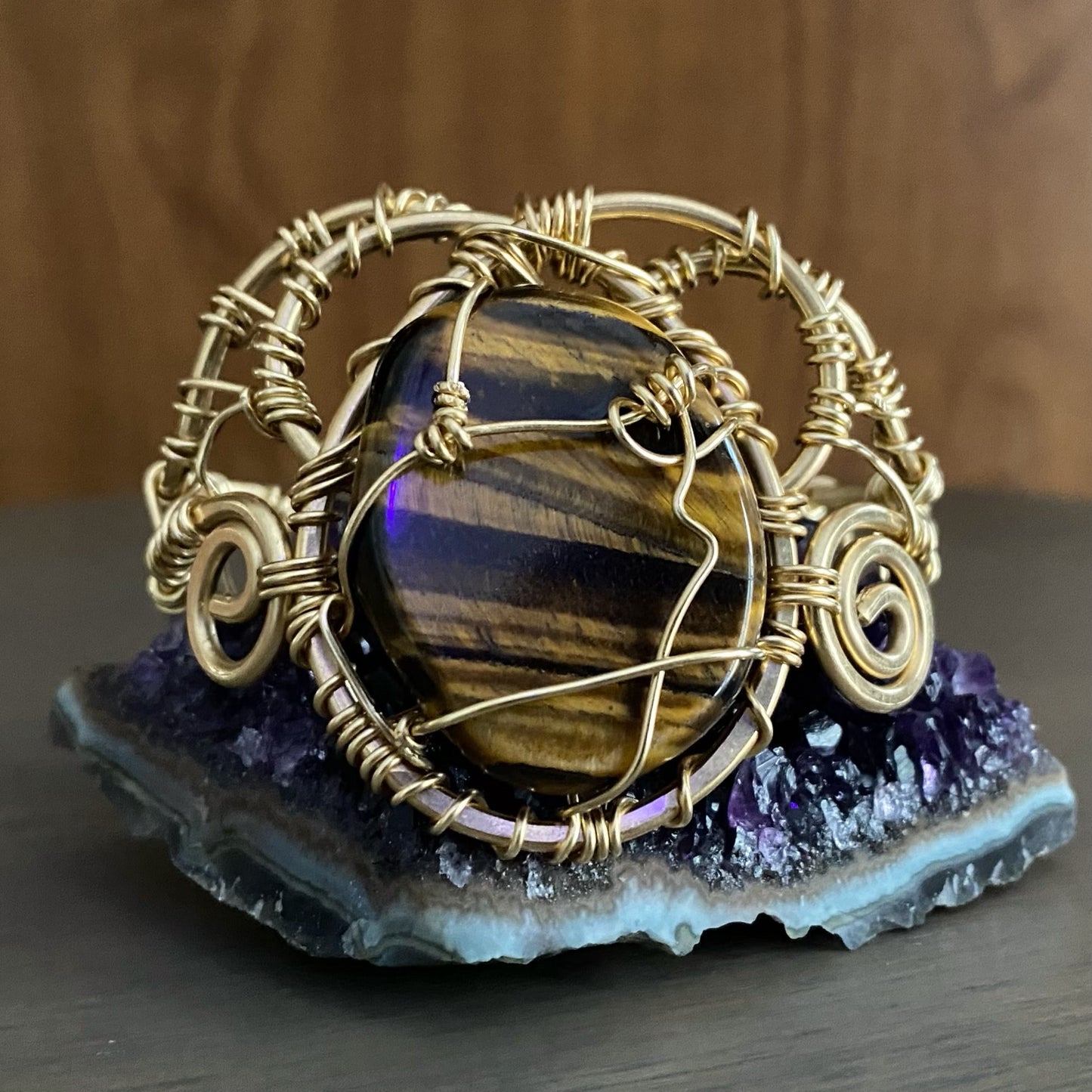 BRONZE+TIGERS EYE CUFF BRACELET