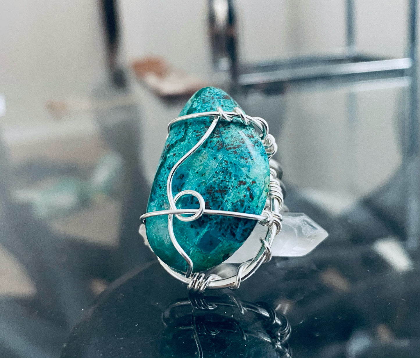 SILVER+CHRYSOCOLLA RING