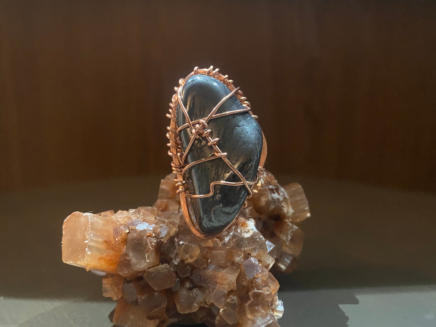 COPPER+HEMATITE RING