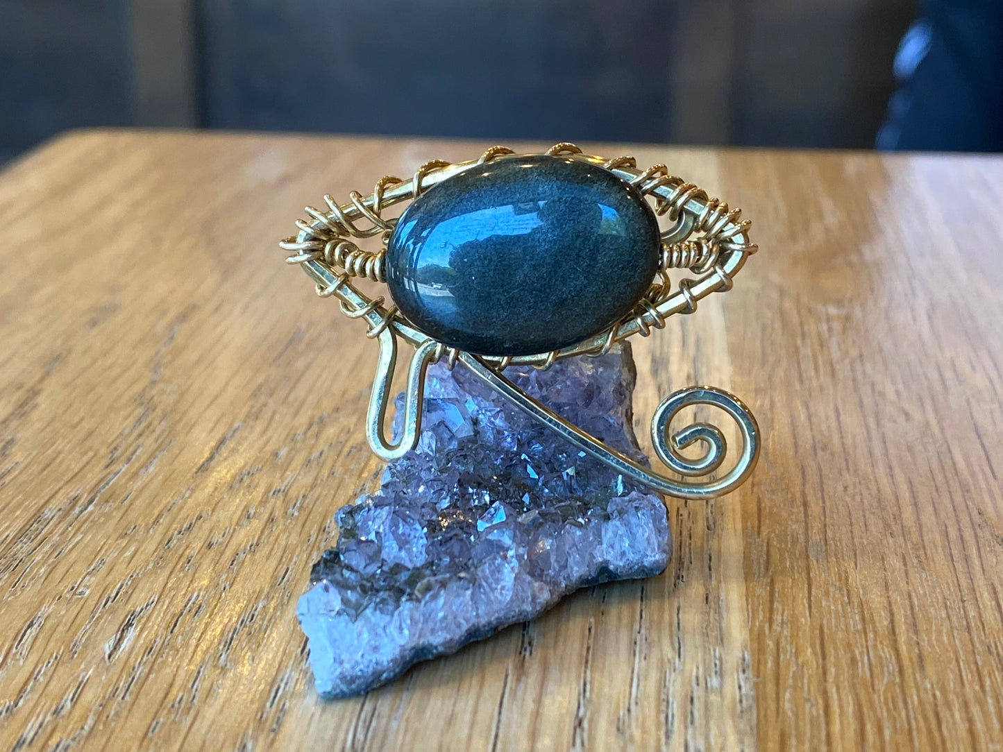 BRONZE+OBSIDIAN EYE OF HERU RING