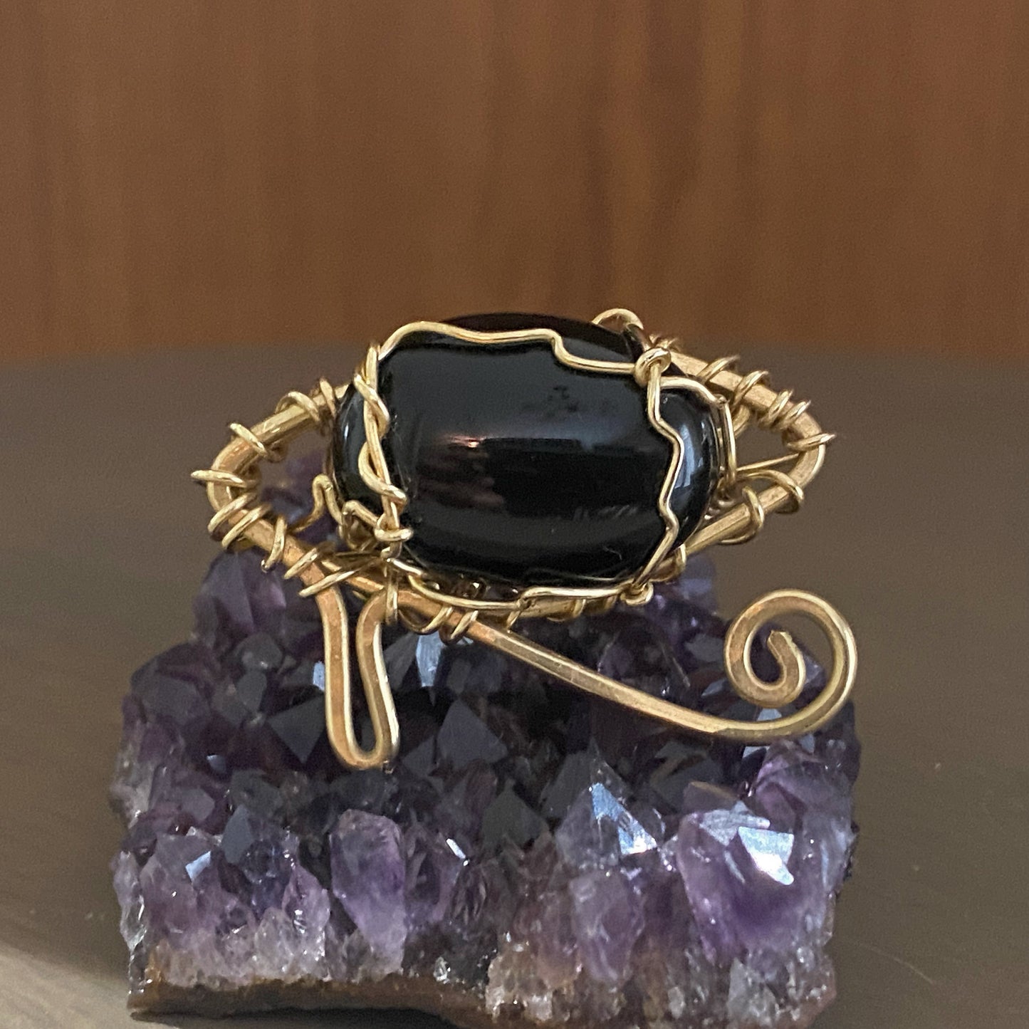 BRONZE+ONYX EYE OF RA "ESSENTIALLY FULFILLED" RING
