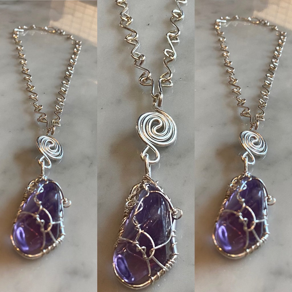 SILVER+AMETHYST VORTEX S-LINK NECKLACE