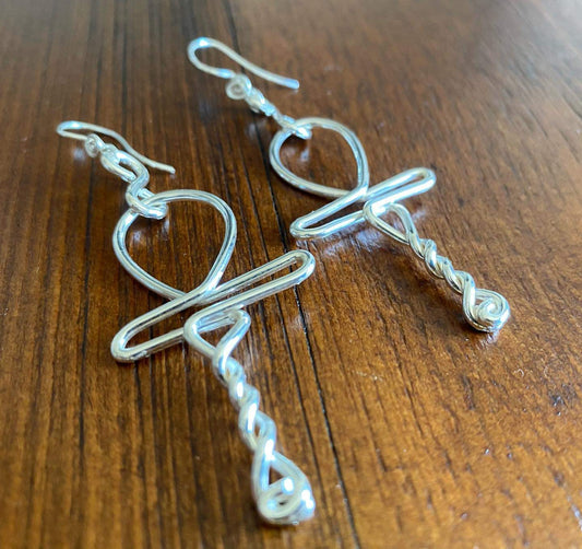 SILVER ANKH EARRINGS