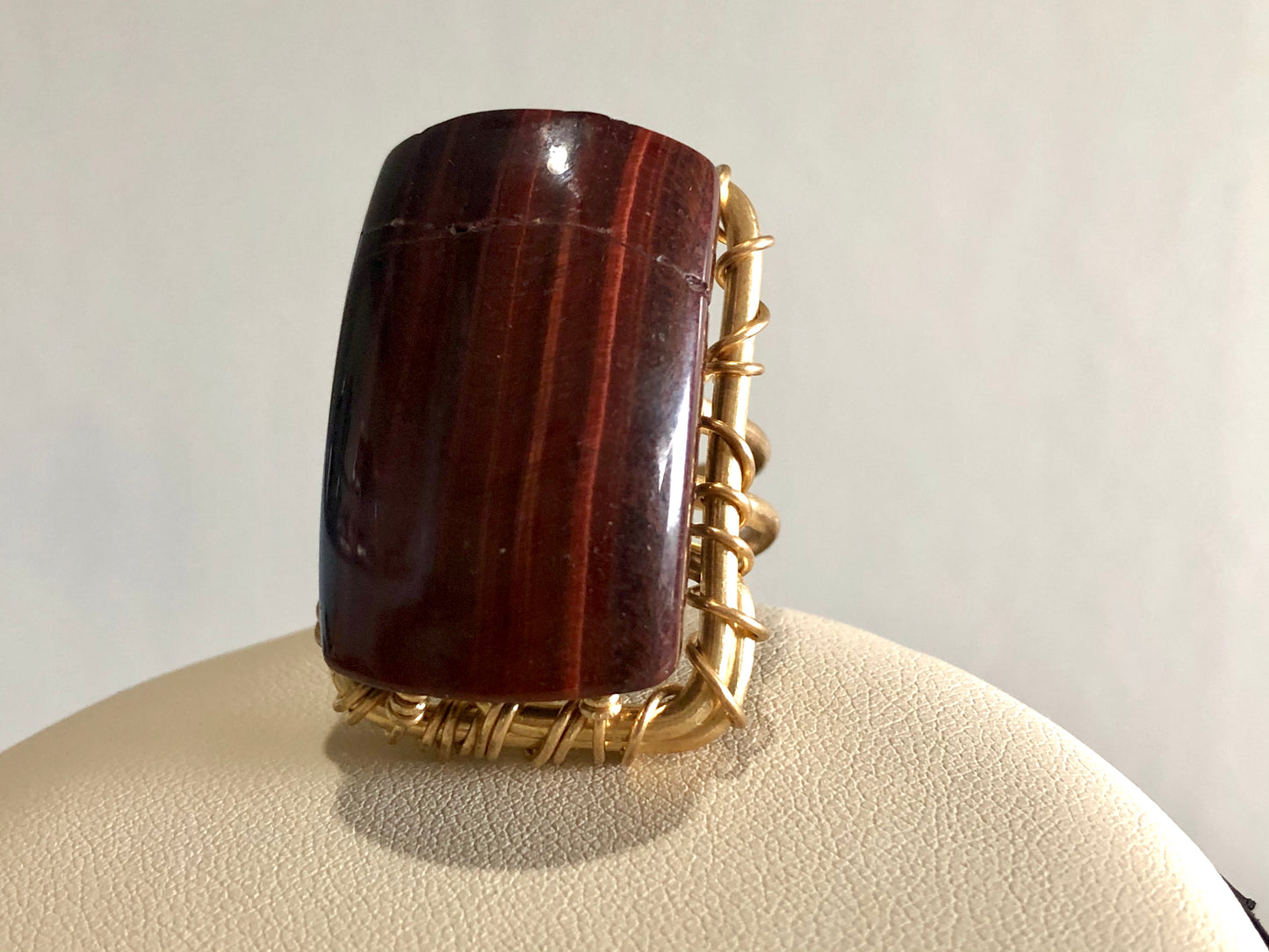 BRONZE+RED TIGERS EYE RING