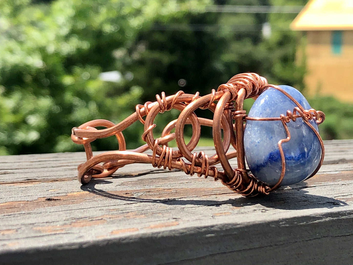 COPPER+BLUE QUARTZ CUFF BRACELET