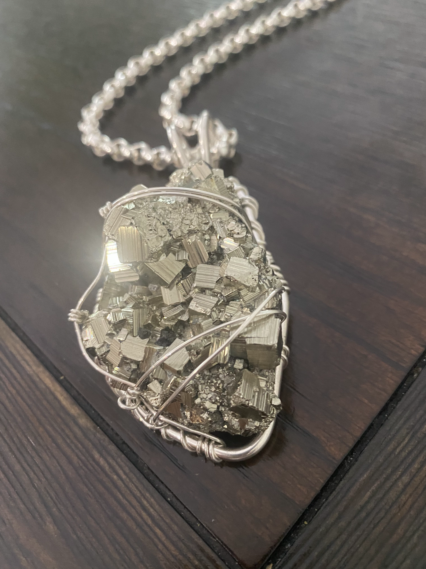 SILVER+PYRITE NECKLACE