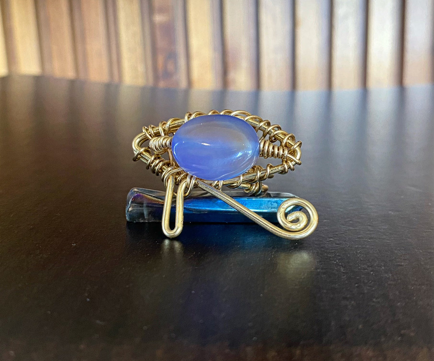 BRONZE+ CHALCEDONY EYE OF HERU RING