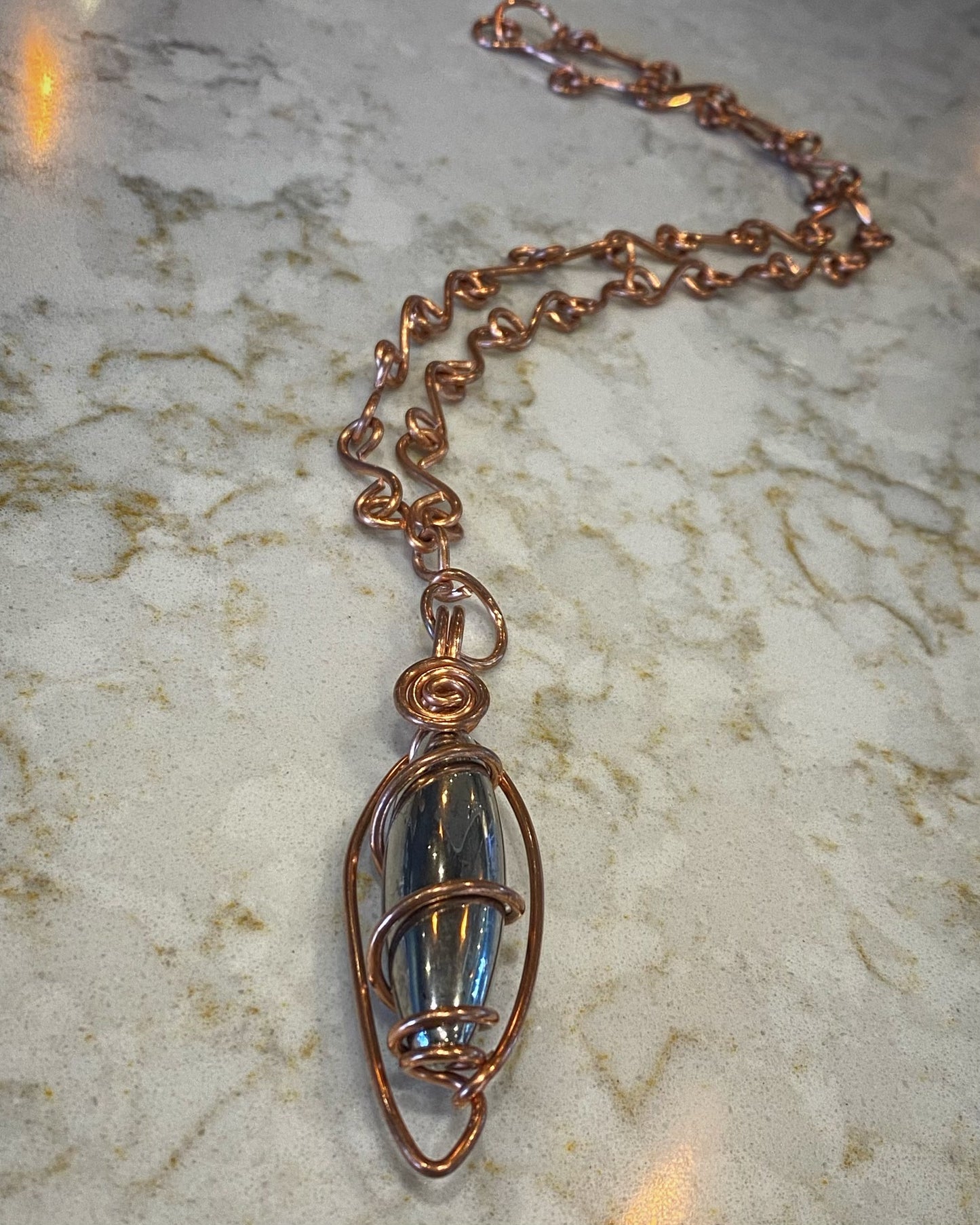 COPPER+CHROME MAGNETIC HEMATITE S-LINK NECKLACE