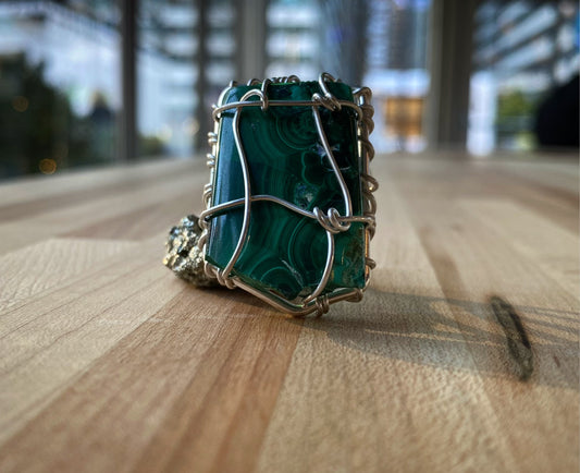 SILVER+MALACHITE RING