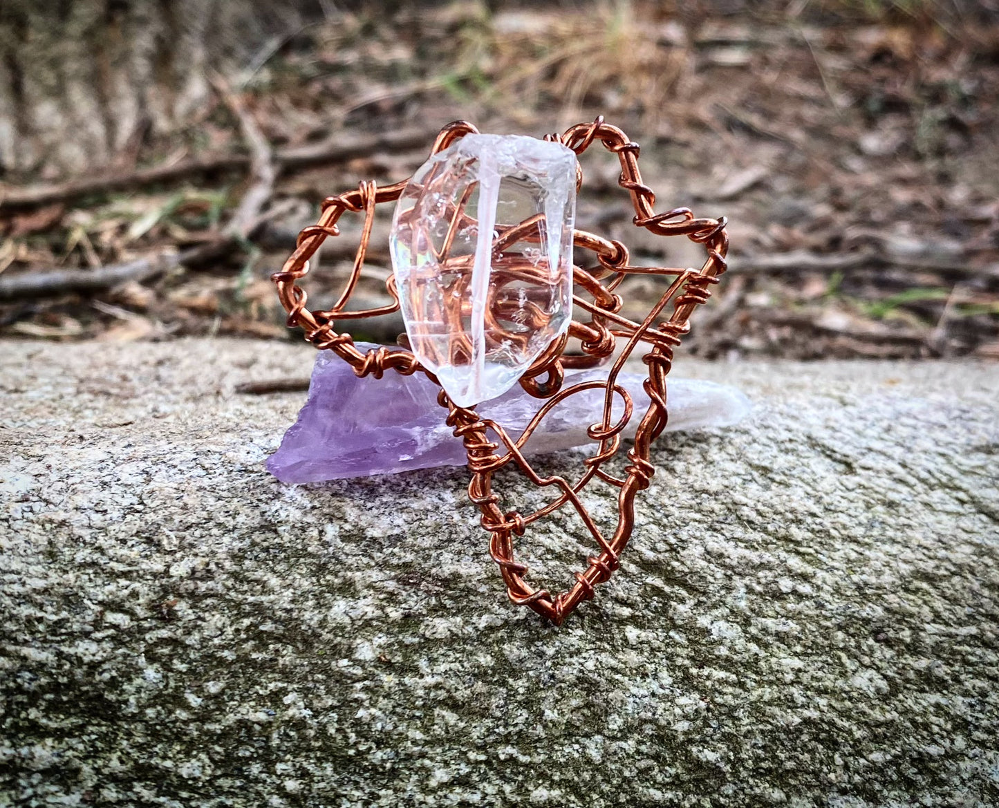 COPPER+CLEAR QUARTZ ALKEBULAN RING