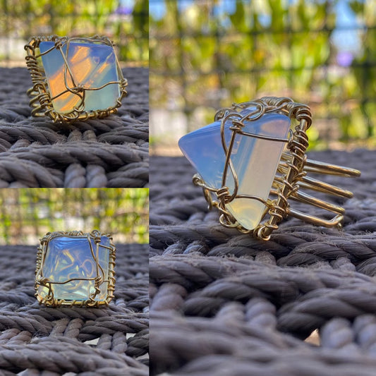 BRONZE+OPALITE PYRAMID RING