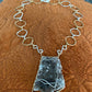 BRONZE+SILVER+ SMOKEY QUARTZ CIRCLE LINK NECKLACE