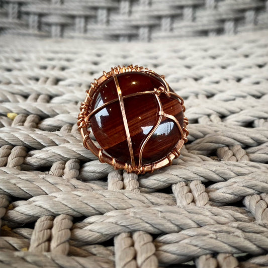 COPPER+RED TIGERS EYE RING