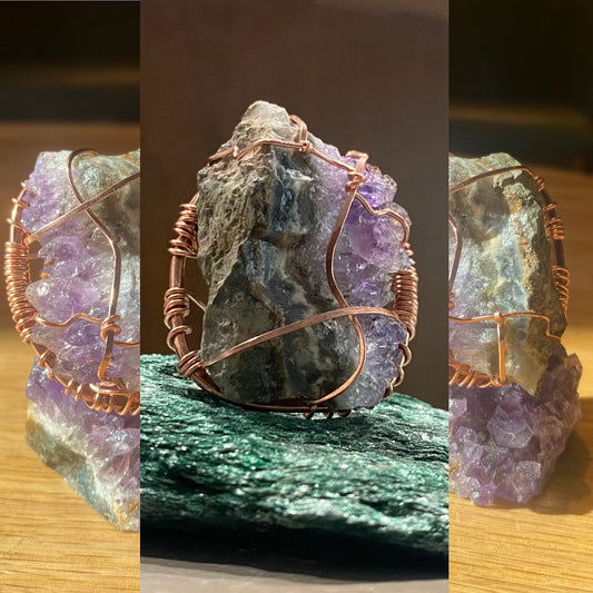 ✨AWESOME & RARE ✨COPPER+RAW AMETHYST RING