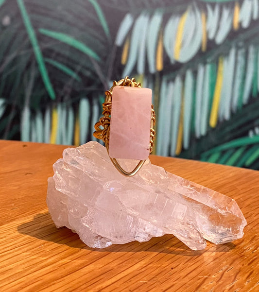 BRONZE+ROSE QUARTZ RING