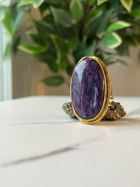 SUGILITE RING IN BRASS