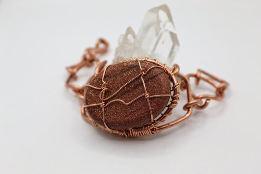 COPPER+GOLDSTONE ARC-LINK BRACELET