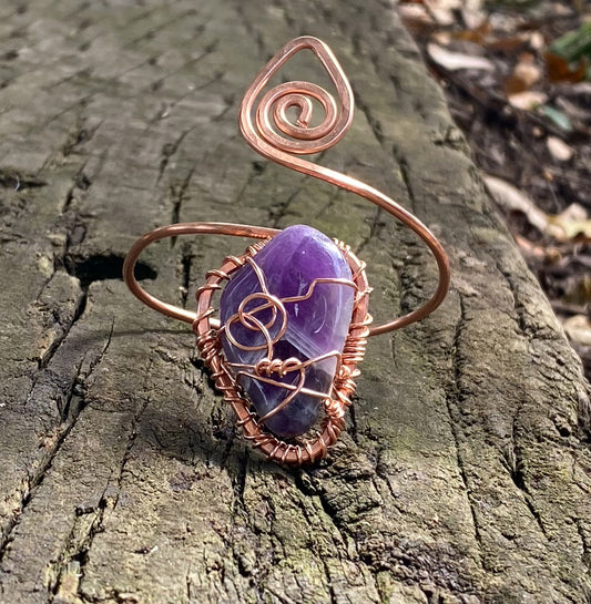 COPPER+AMETHYST SPIRAL WRAP BRACELET