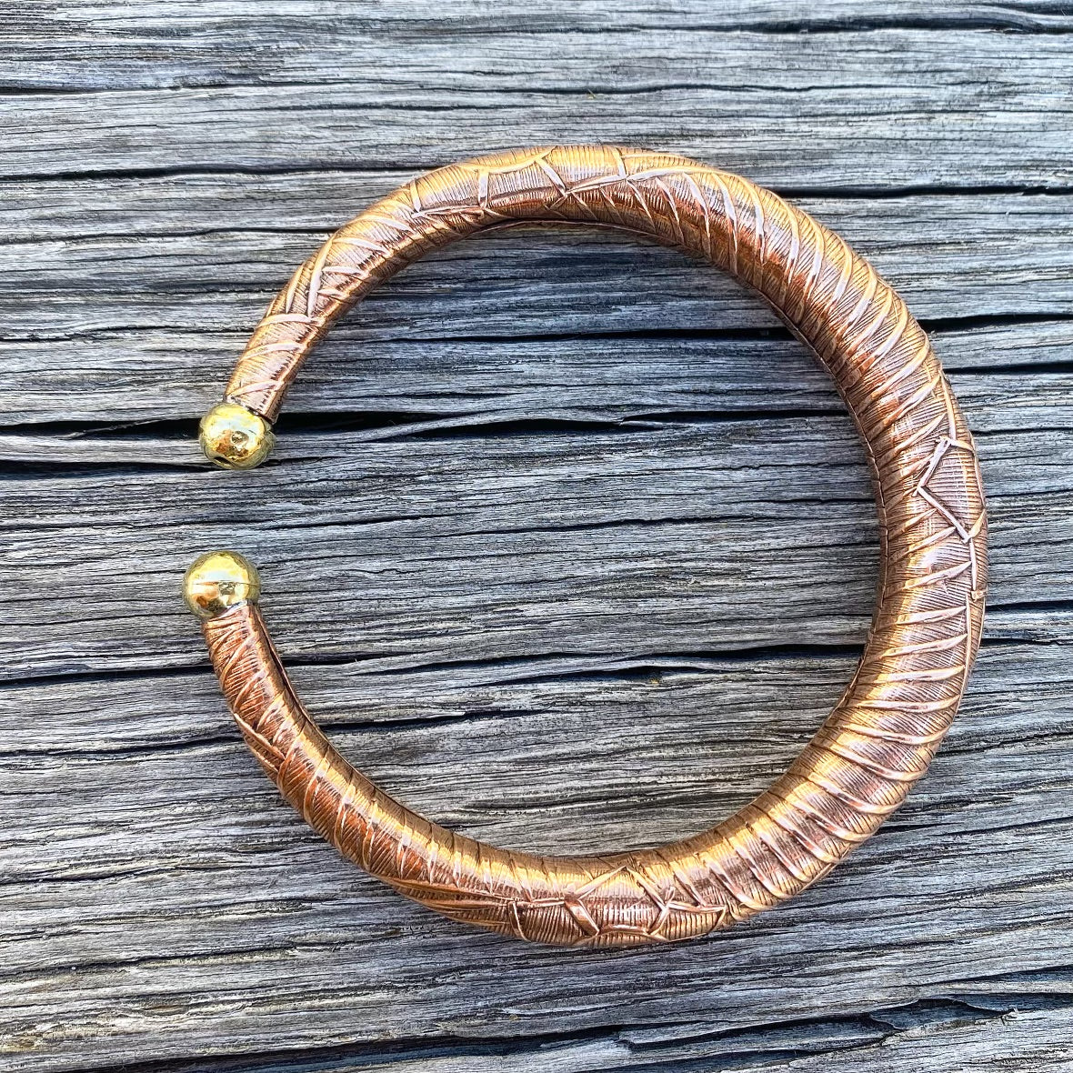 ETCHED COPPER+BRASS BANGLE BRACELET