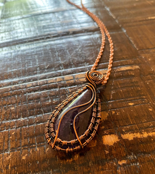 “INTRICATELY PEACEFUL” COPPER+AMETHYST NECKLACE