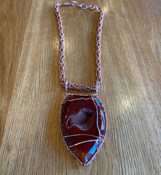 COPPER+DRUZY’D CARNELIAN BYZANTINE NECKLACE