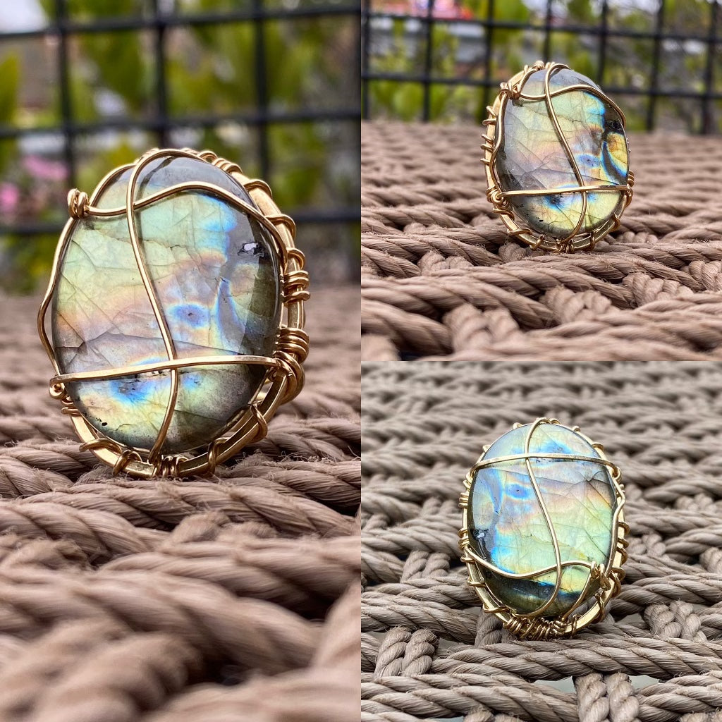 BRONZE+LABRADORITE RING