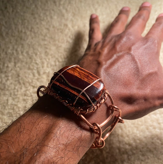 COPPER+RED TIGERS EYE ARCLINK BRACELET