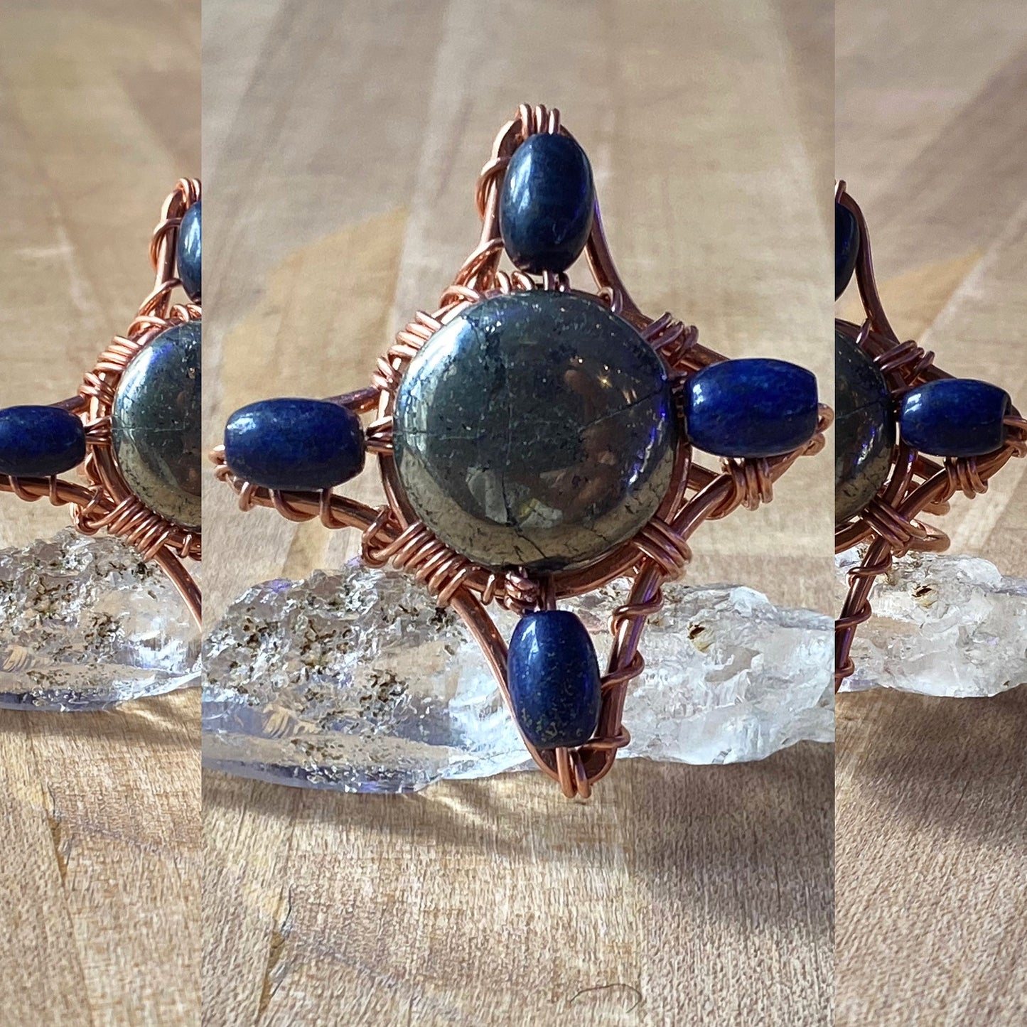 ✨ETERNAL STAR✨ COPPER+PYRITE+LAPIS LAZULI RING