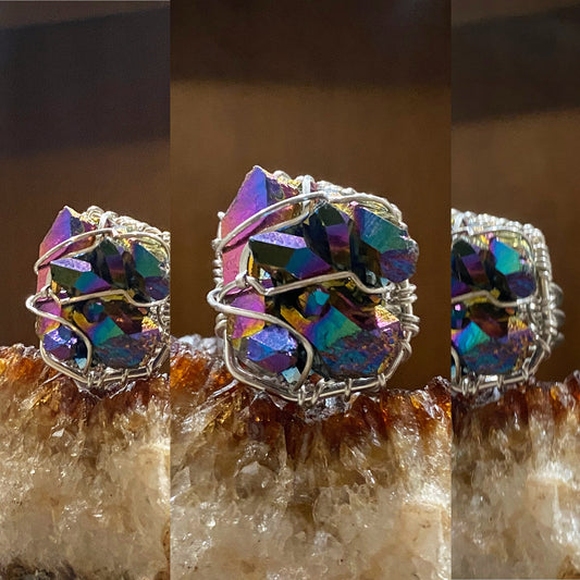 SILVER+TITANIUM QUARTZ RING