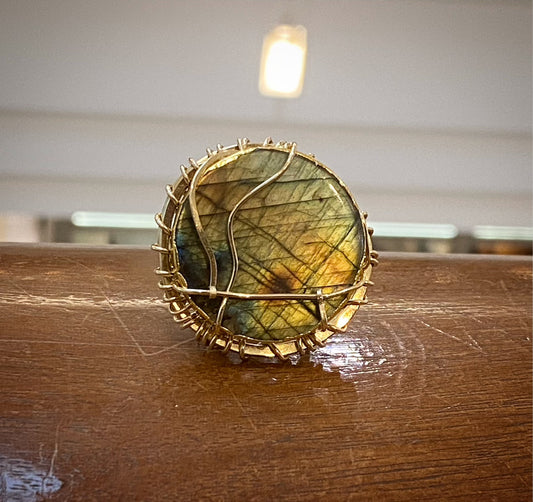 BRONZE+LABRADORITE RING