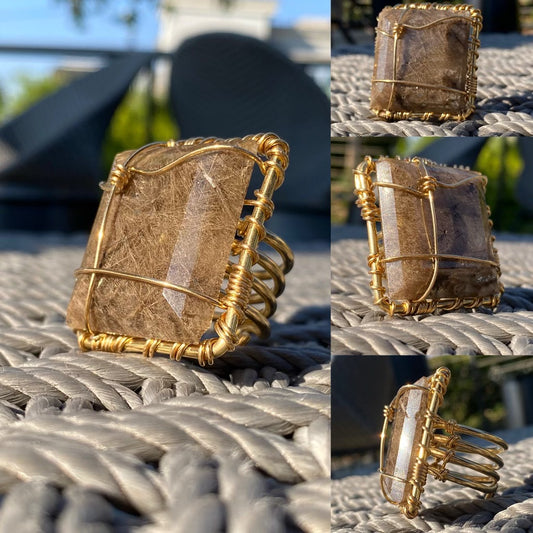 BRONZE+RUTILATED+TOURMALINATED QUARTZ RING