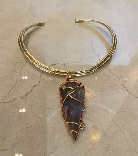 BRASS+COPPER SEALED ARROWHEAD NECKLACE