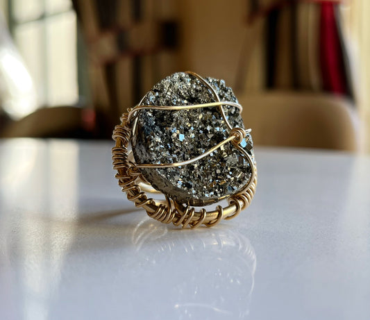 BRONZE+PYRITE RING