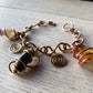 BRONZE+COPPER+AMBER+BLUE TIGERS EYE+AGATE CHARM BRACET