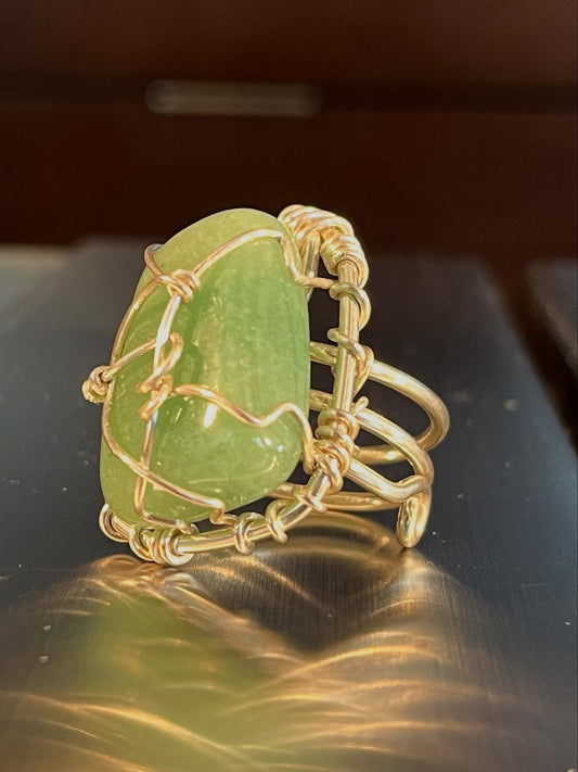 AVENTURINE RING IN SILVER