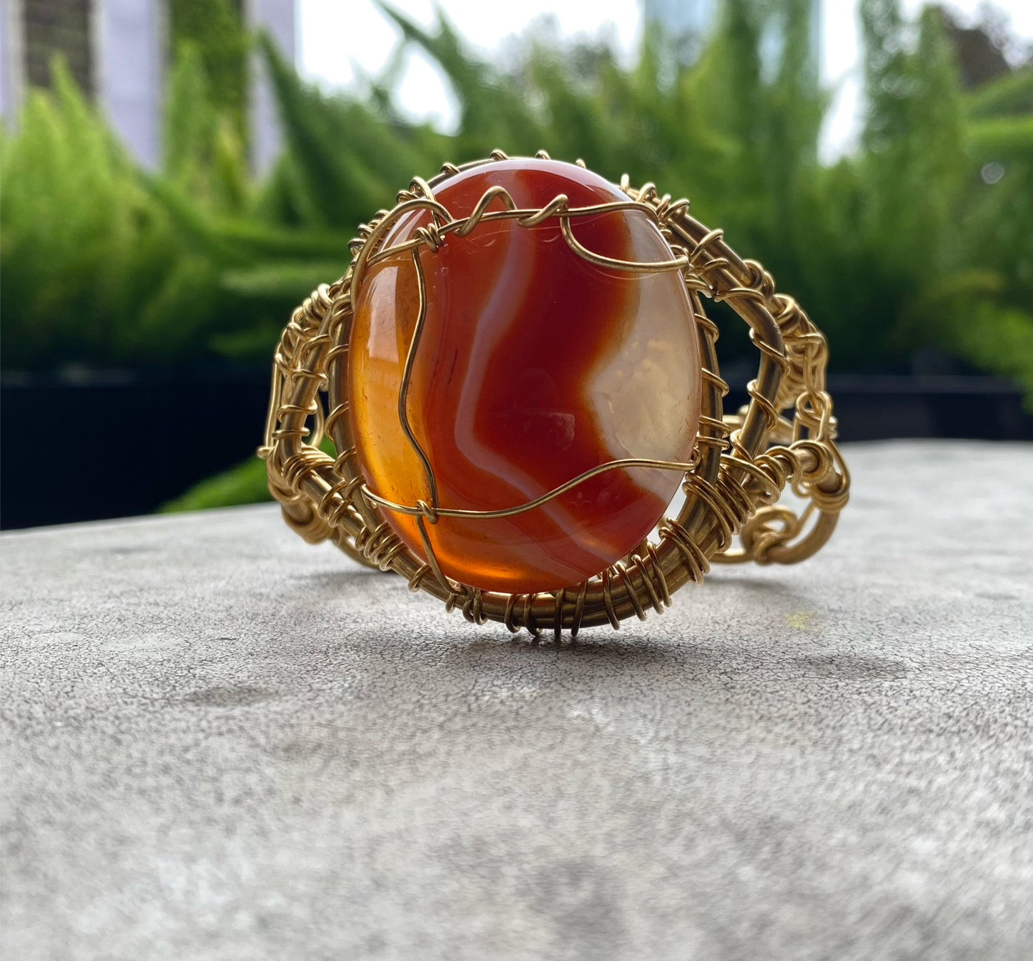 ✨SWEET SENSATIONS✨BRONZE CARNELIAN AGATE CUFF BRACELET