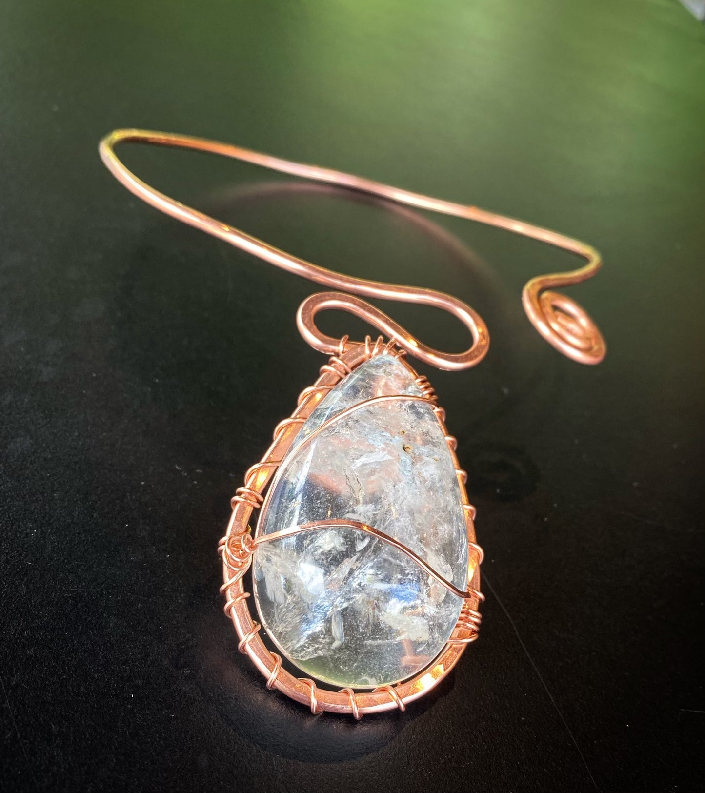 COPPER+CLEAR QUARTZ CHOKER NECKLACE