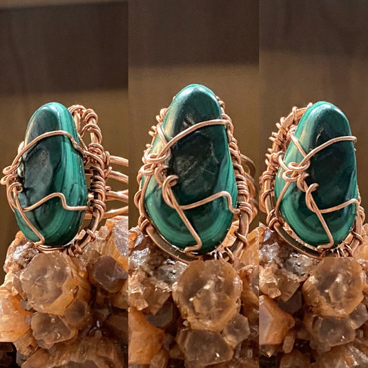 COPPER+MALACHITE RING