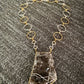 BRONZE+SILVER+ SMOKEY QUARTZ CIRCLE LINK NECKLACE