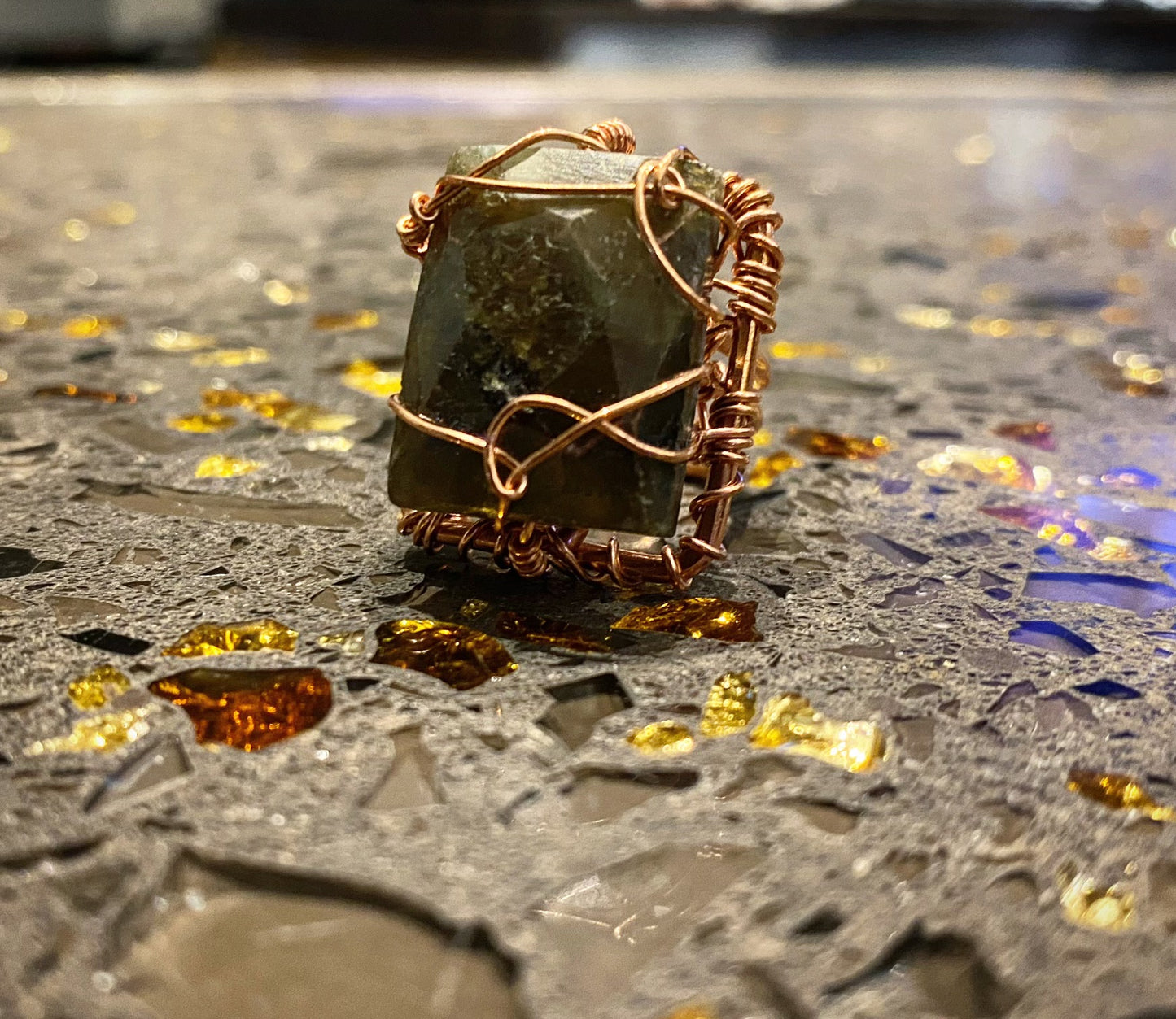 COPPER+LABRADORITE RING