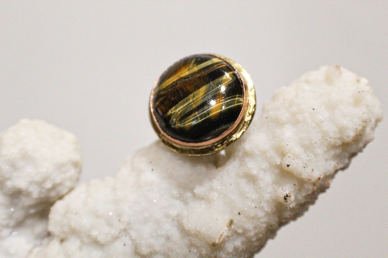 BRASS+COPPER+  JEWELRY GRADE STEEL+TIGERS EYE RING