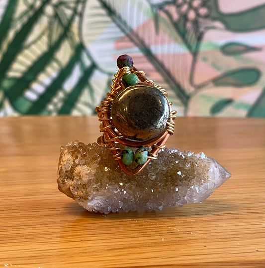 BRONZE+PYRITE+ZOISITE PARTY RING
