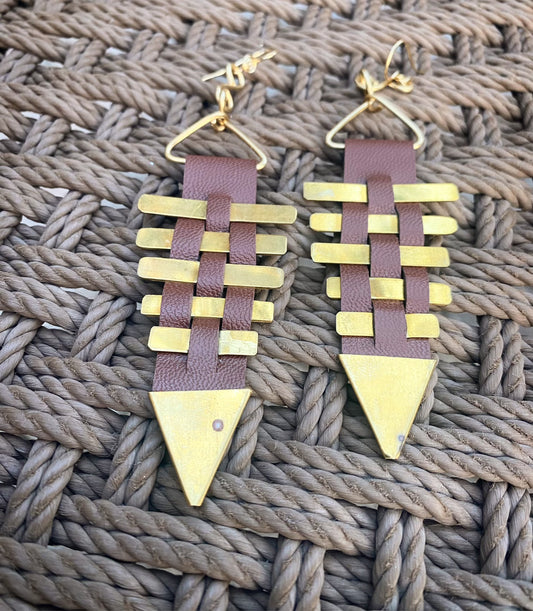 ✨INDIGENOUS SOL✨BRASS+LEATHER EARRINGS