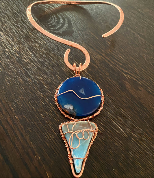 ✨HARMONIC FOCUS✨ COPPER+BLUE AGATE+LARIMAR NECKLACE