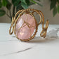 ROSE QUARTZ WAVE CUFF BRACELET IN BRONZE
