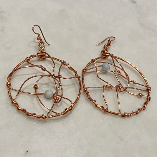 COPPER+AQUAMARINE EARRINGS