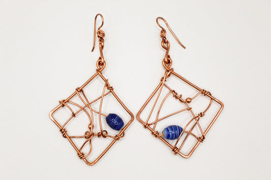 ✨FREESTYLE SOL✨  COPPER+GLASS BEAD EARRINGS