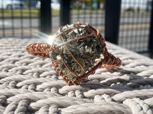 COPPER+PYRITE CUFF BRACELET