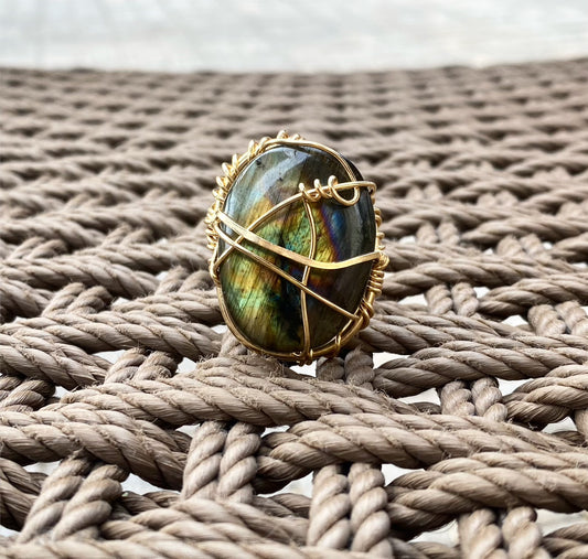 BRONZE+LABRADORITE RING